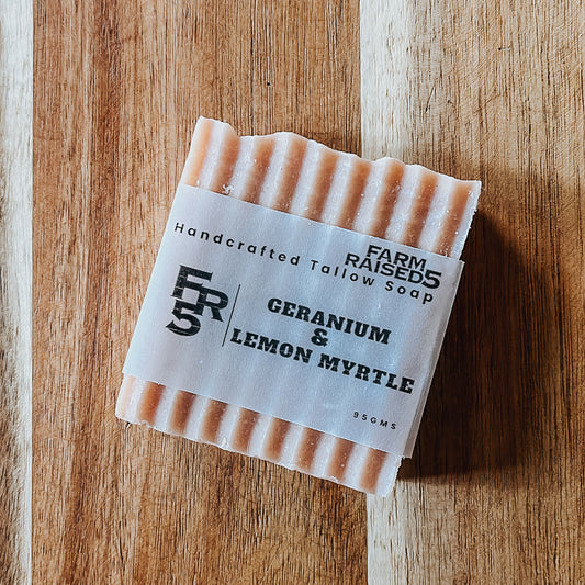 HANDCRAFTED TALLOW SOAP -Geranium & Lemon Myrtle