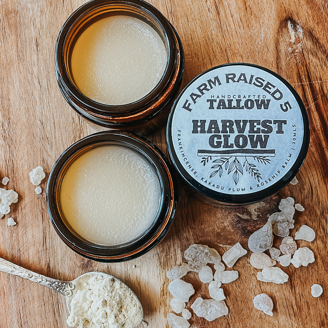 HARVEST GLOW - Tallow BALM infused with Frankincense resin, rosehip and Kakadu plum